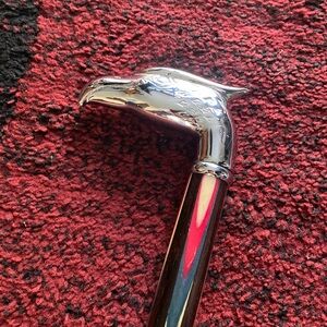 Patriotic Chrome Plated Eagle Head Cane: Inlaid Wenge Wood